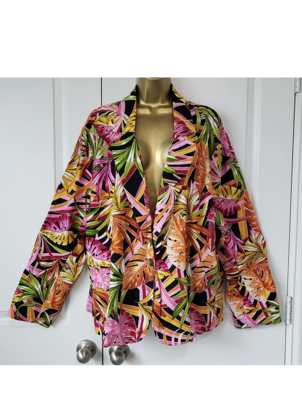 Ashley Stewart Cruise Blazer 2X Ashley Stewart Multi-Color Tropical Blazer